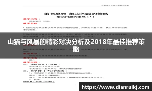 山猫与风暴的精彩对决分析及2018年最佳推荐策略